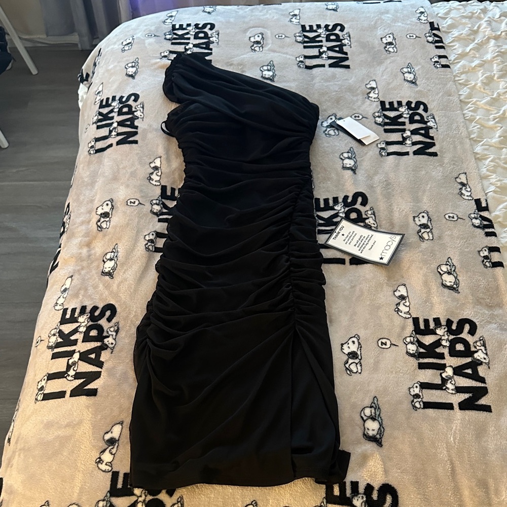 City Studio Black One-Shoulder Dress